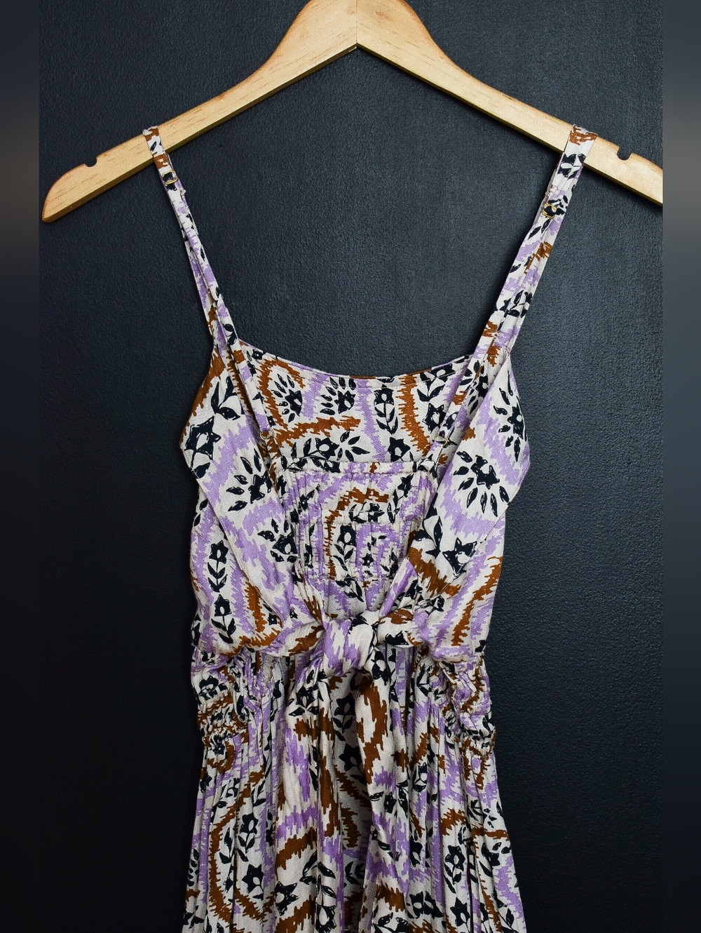 NWT Omika Monroe Midi Dress Lucia Lavender Floral Tie Back Pockets Size M Boho - Picture 9 of 15